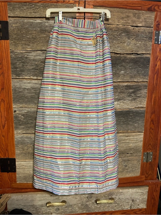 Handmade Dresses & Skirts - Homemade 1950s Multi-Color Striped Maxi Skirt Size 2 Re-Hemmed New Zipper Handle
